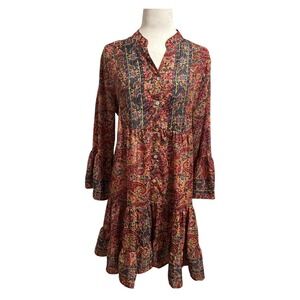 Double Decker Medium silk paisley boho festival indie western tiered bell sleeve